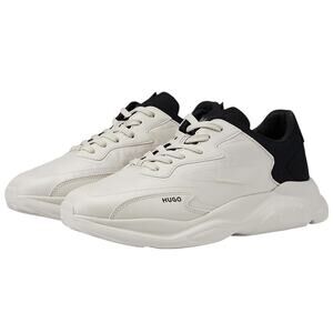HUGO Mens Leon Running Sneaker US 12 EU 45 Light Grey White Athletic NIB